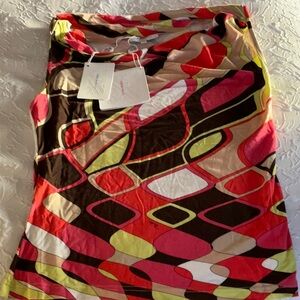 NWT EMILIO PUCCI sleeveless top L XL pink brown yellow x large but fit M OR L